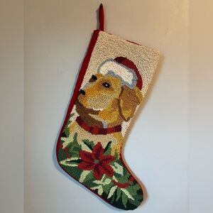 White Pine Labrador Retriever with Santa Hat Needlepoint Christmas Stocking